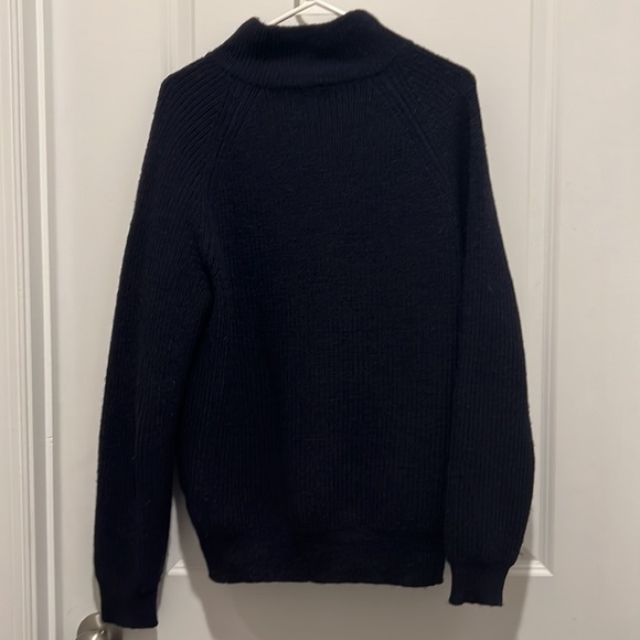 J Crew Men’s Blue Navy Wool Zip Up Half Zip Sweater Size L Large - Picture 2 of 8